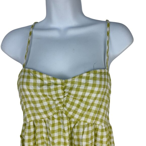 SO Goods For Life Green Gingham Open Back Bow Mini Dress Size Medium - Picture 2 of 11